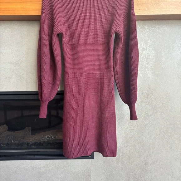 STAUD Marlebone Rib Knit Mini Dress With Balloon Sleeve, Size S - Picture 15 of 16